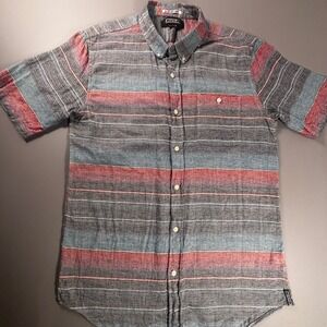 Ezekiel Shirt Mens Large Striped Short Sleeve Button Up Surf Casual Cotton